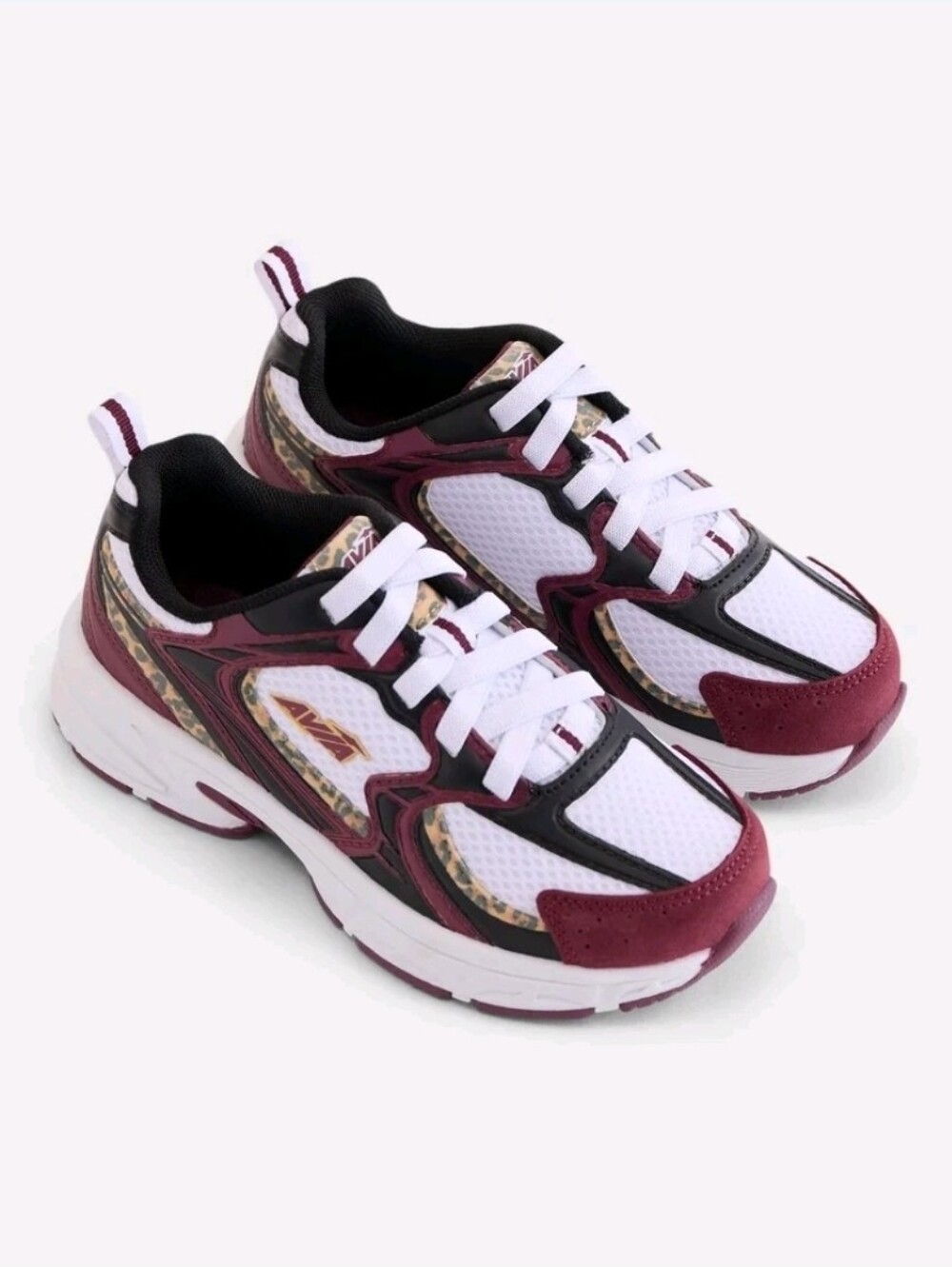 Avia Kids Burgundy and White Lace-Up Sneakers